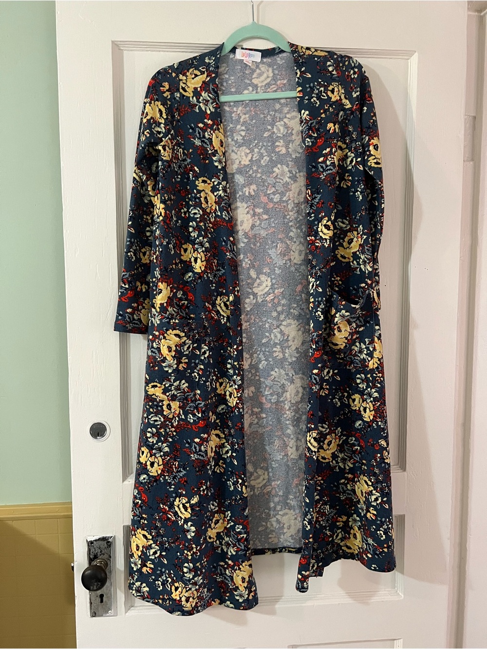 Open-Front Women's Cardigan Navy Floral